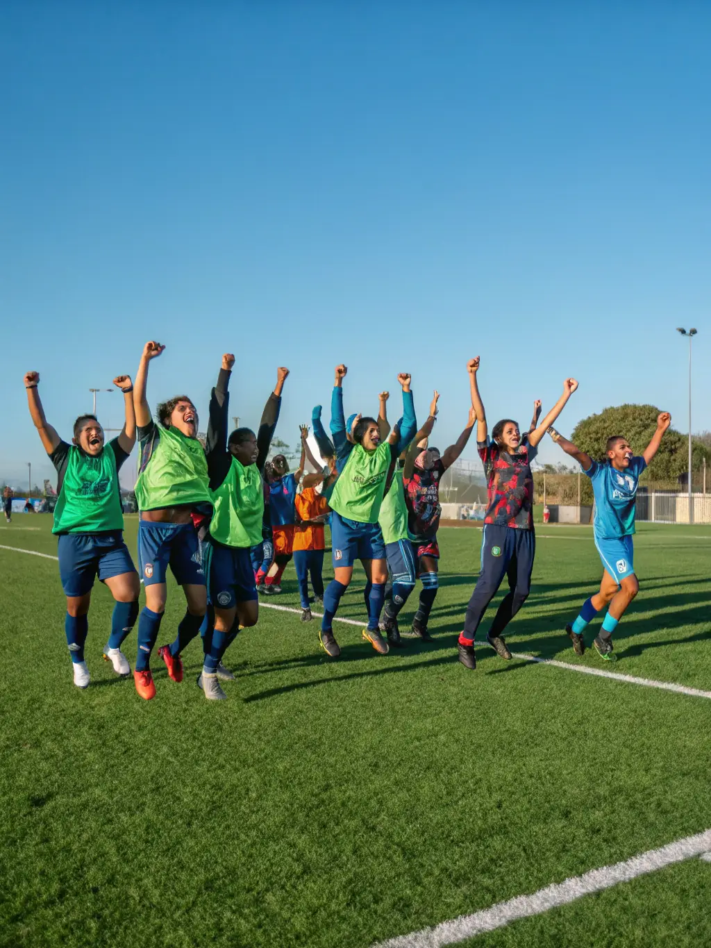 A vibrant photo capturing the Icons Sporting Football Academy team participating in a local football tournament in Nairobi, showcasing their skills and teamwork.