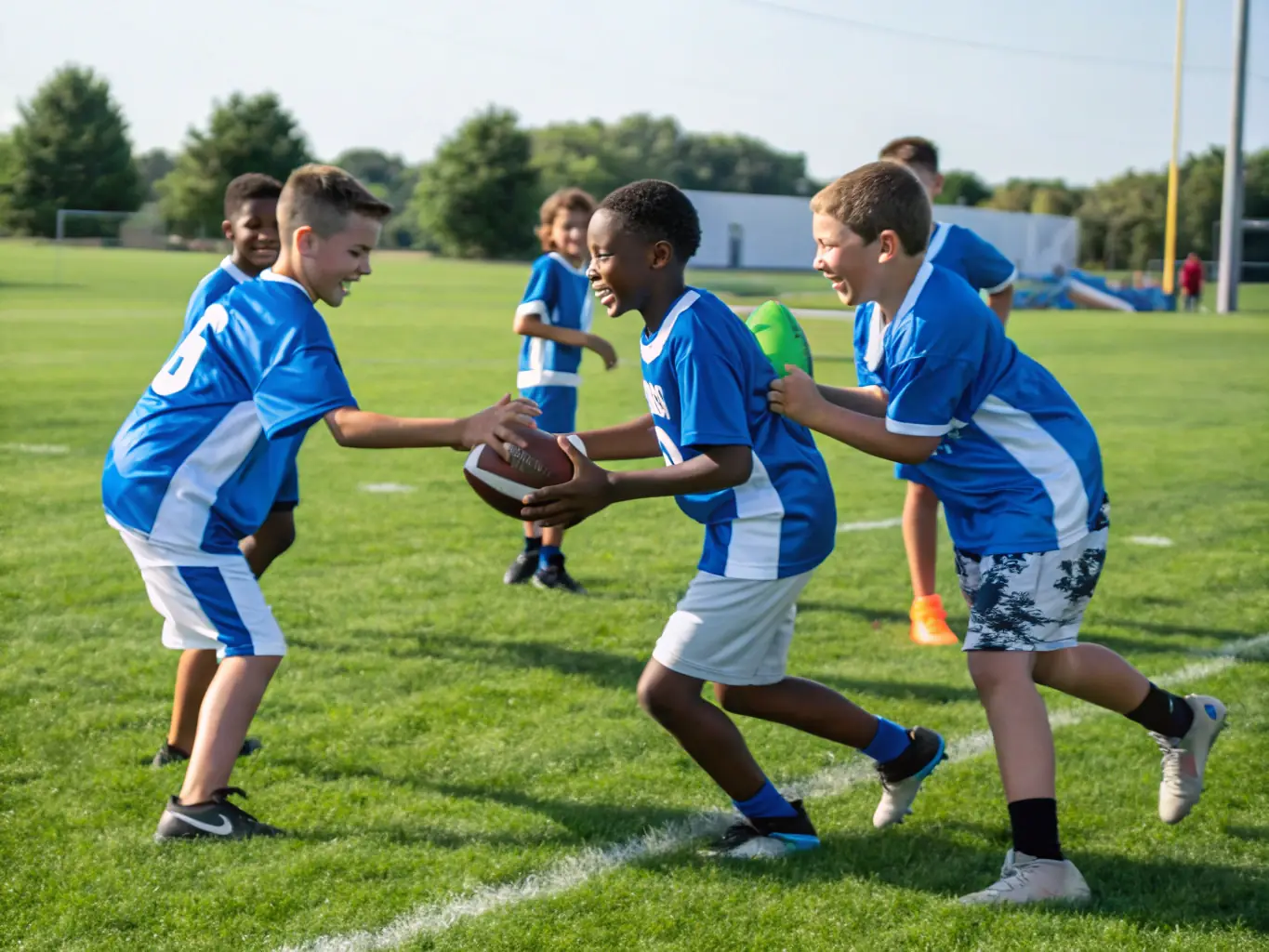 A vibrant image of young football players participating in a training session at Icons Sporting Football Academy, showcasing their enthusiasm and teamwork.